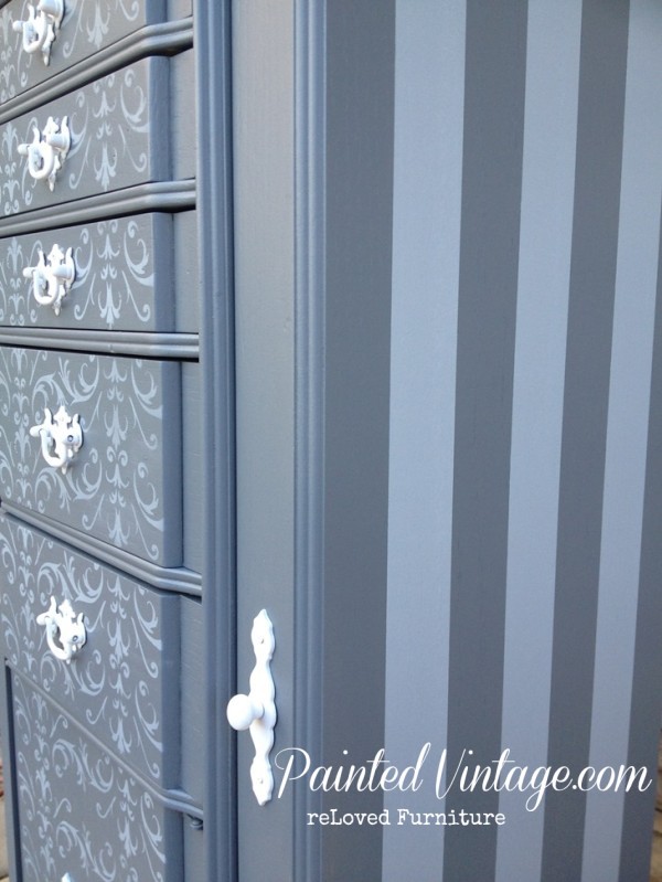 jewelry armoire painted stripes